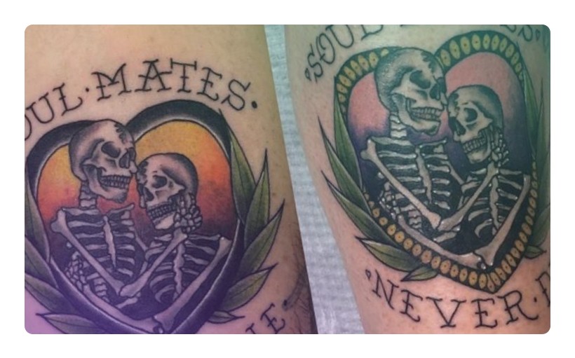 skeleton couple tattoos