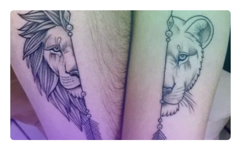 Lion and lioness couple tattoos Thank  Amethyst Dawn Art  Facebook